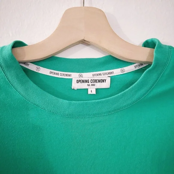 Opening Ceremony Cropped Banded Tshirt Top Kelly Green - Picture 2 of 8
